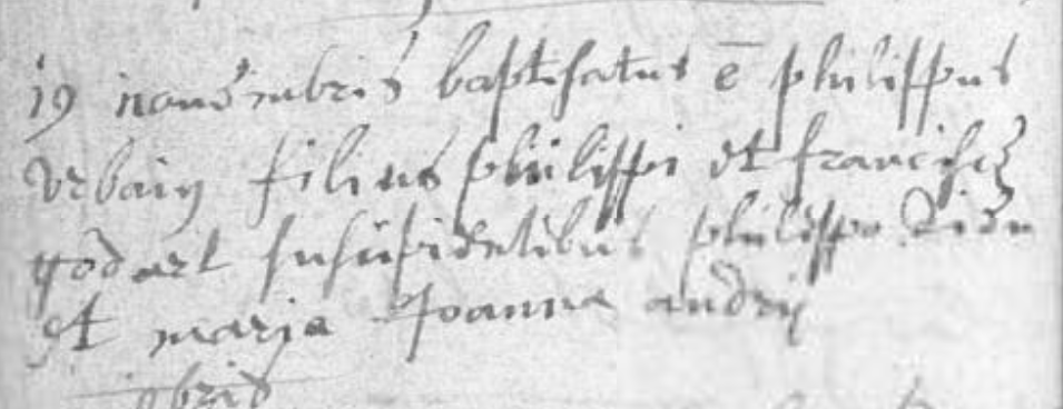 Acte de naissance de Philippe URBAIN