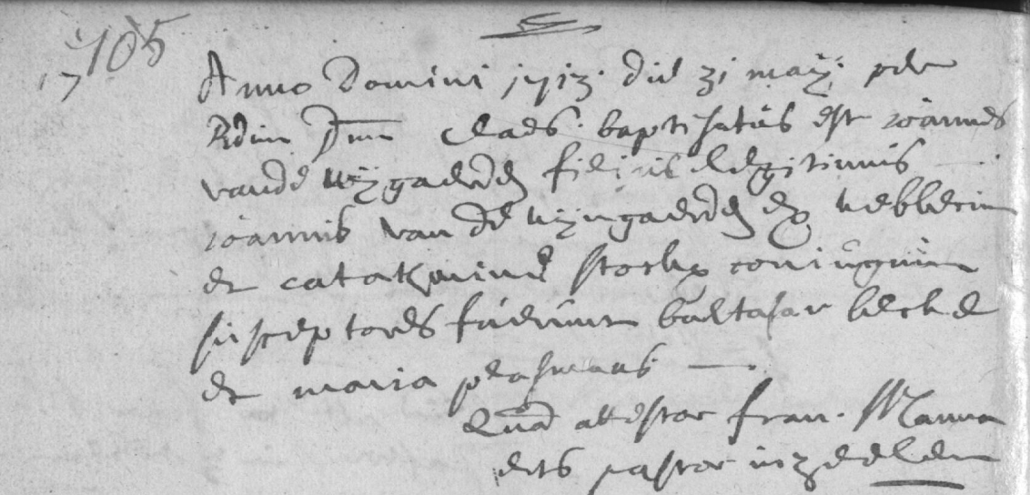 Acte de naissance de Joannes Jacobus VANDEN WEYNGAERT