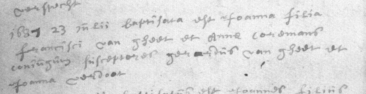 Acte de naissance de Joannes van GEET