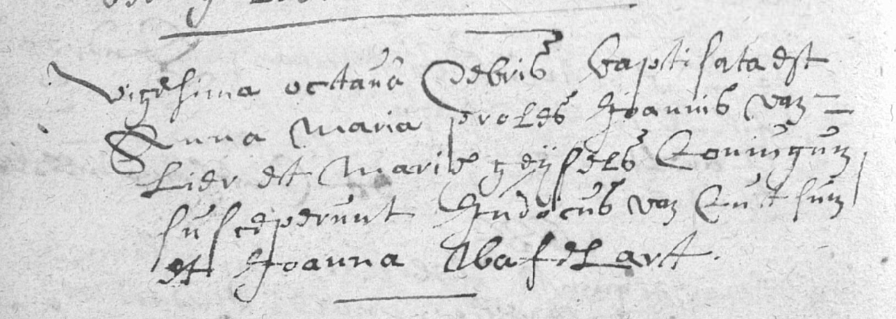 Acte de naissance de Anne Marie VAN LIER