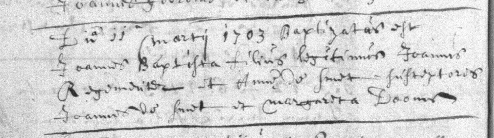 Acte de naissance de Joannes Baptist VAN REGEMEUTER