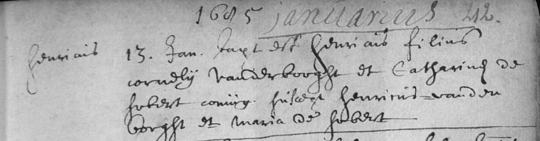 Acte de naissance de Henricus VANDERBORGHT