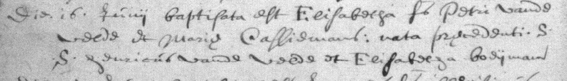 Acte de naissance de Elisabeth VAN DEN VELDE