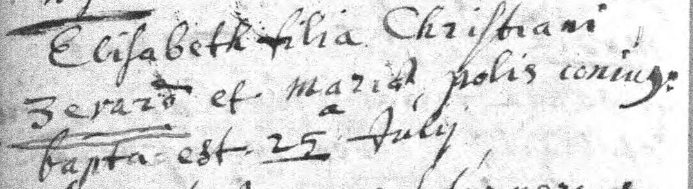 Acte de naissance de Elisabeth ZEVART