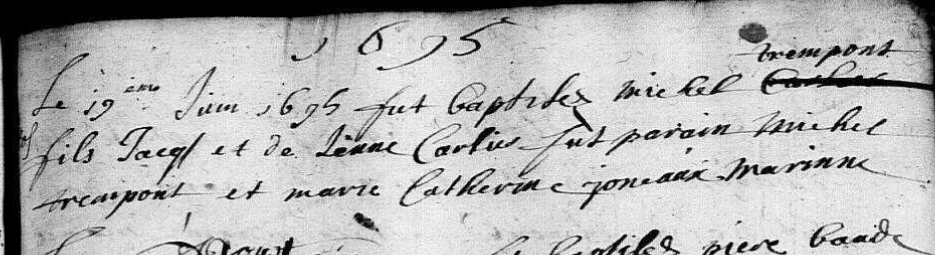 Acte de naissance de Michel Joseph TREMPONT