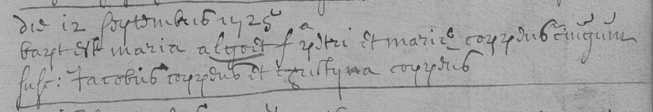 Acte de naissance de Maria Catharina ALGOET