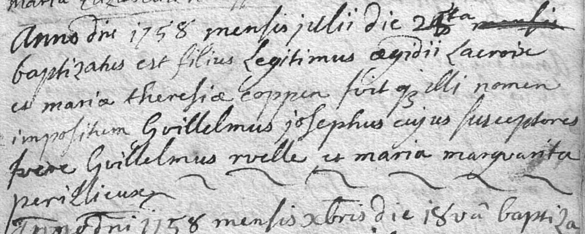 Acte de naissance de Guillaume Joseph LACROIX