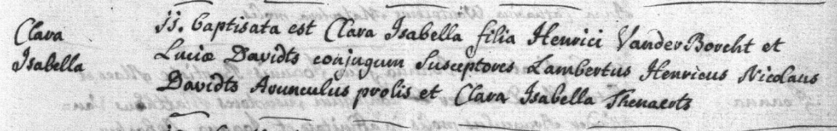 Acte de naissance de Claire Isabelle VANDERBORGHT