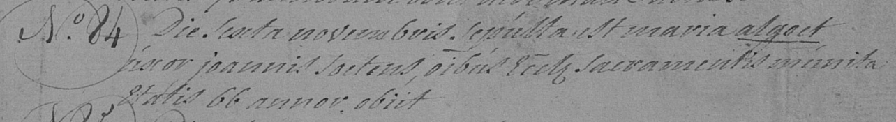 Document de décès de Maria Catharina ALGOET