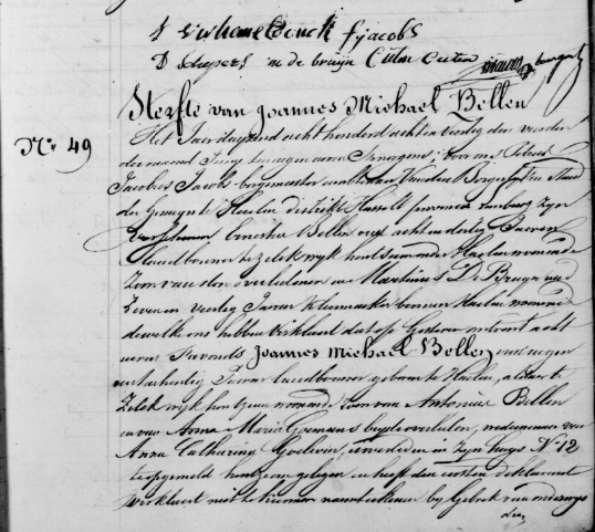 Document de décès de Joannes Michael BELLENS