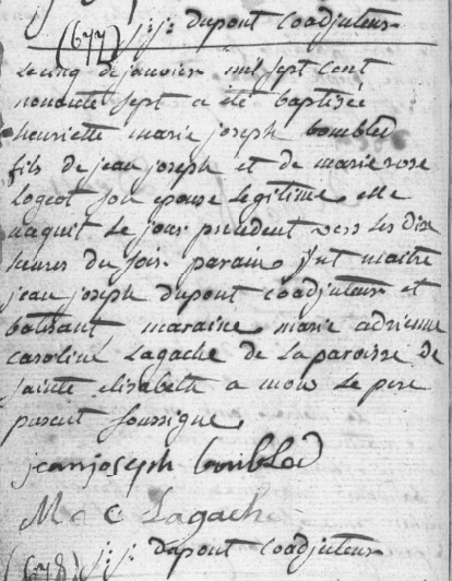 Acte de naissance de Henriette Marie Joseph BOMBLED