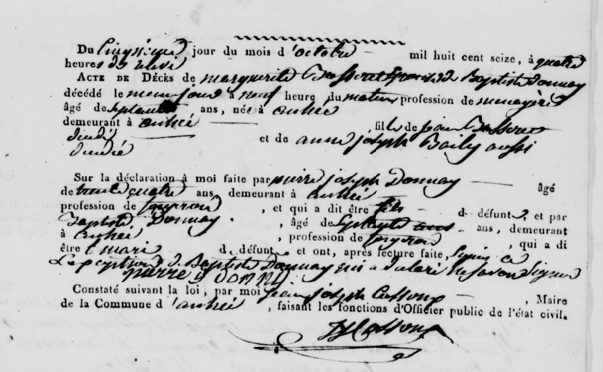 Document de décès de Marguerite BOSSERET