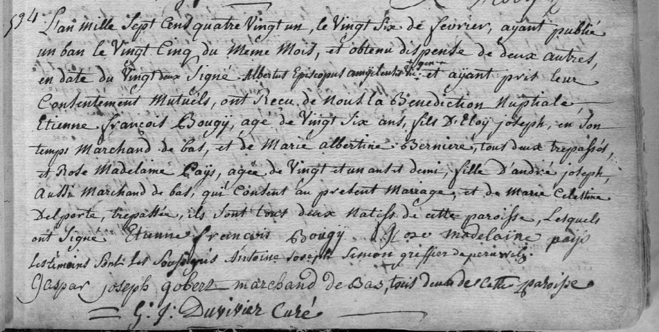 Document numérisé de mariage