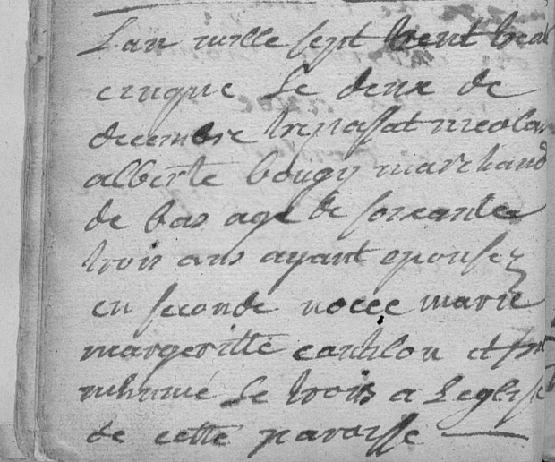 Document de décès de Nicolas Albert BOUGY