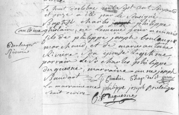 Acte de naissance de Charles Philippe Ghislain BOULENGER