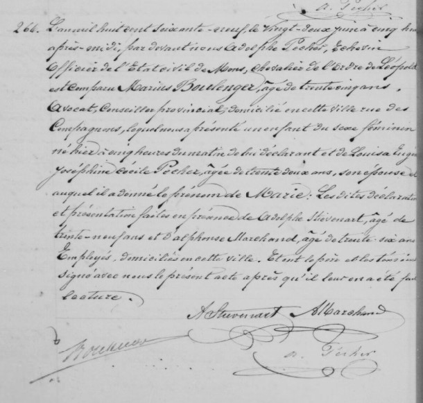 Acte de naissance de Marie BOULENGER