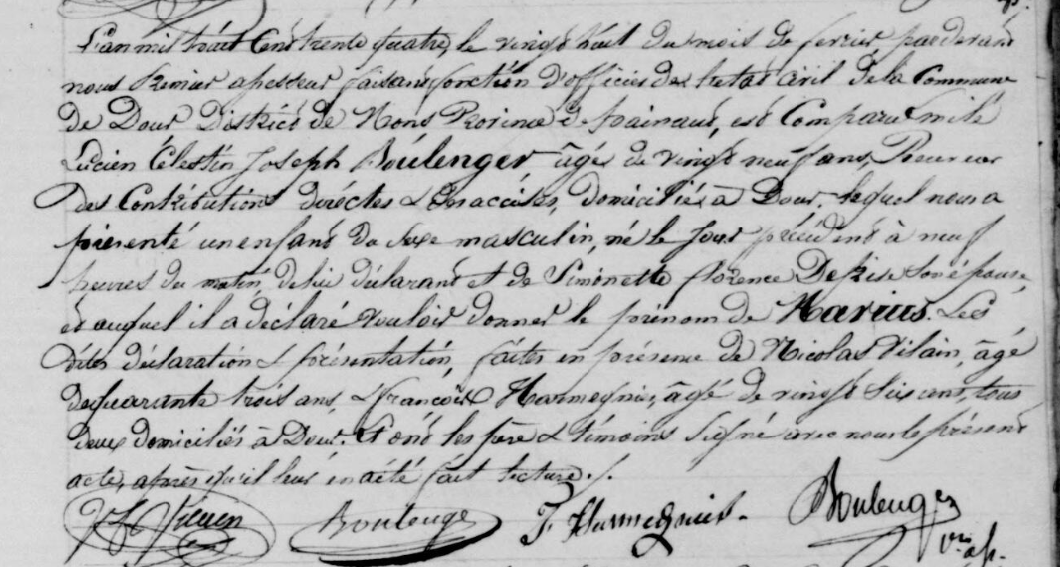 Acte de naissance de Marius BOULENGER