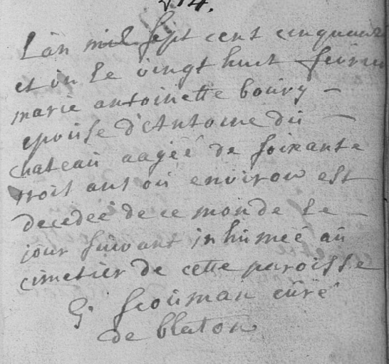 Acte de naissance de Marie Jeanne BOURY