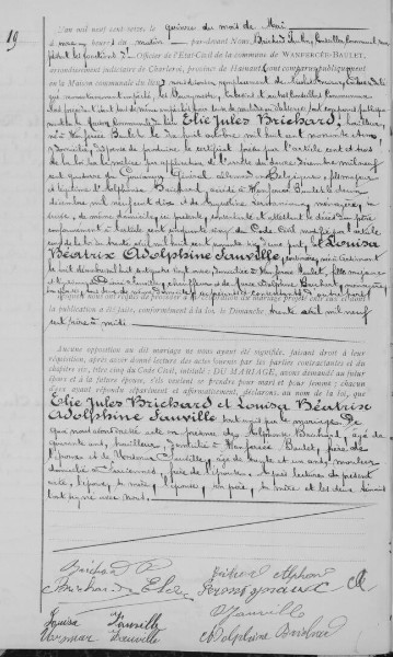 Document Mariage : 15 MAY 1916 à 6224 - Wanfercée-Baulet (BE)