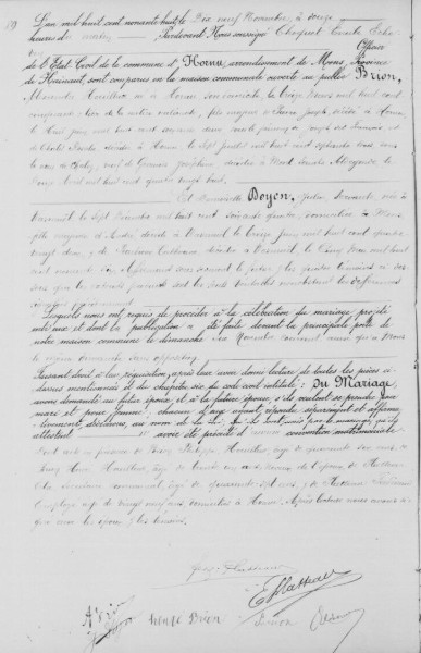 Document Mariage : 19 NOV 1898 à 7301 - Hornu (BE)