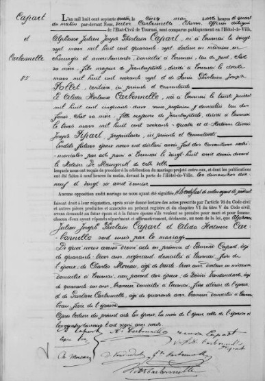 Document numérisé de mariage