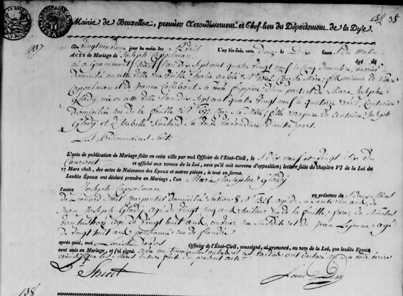 Document numérisé de mariage