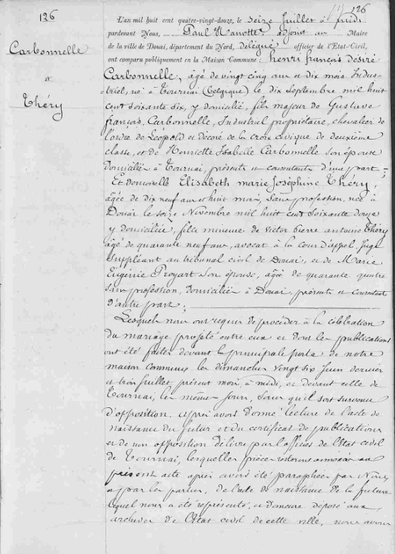 Document numérisé de mariage