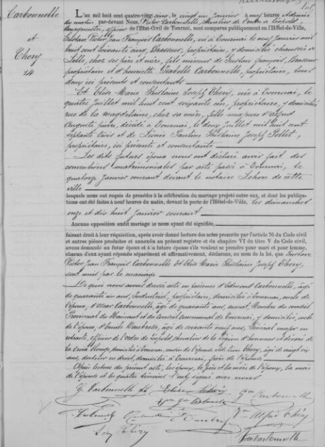 Document numérisé de mariage