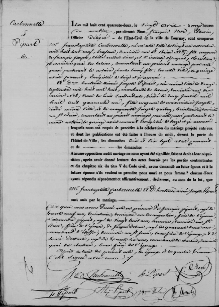 Document numérisé de mariage