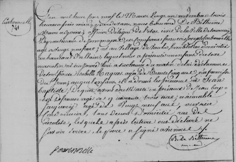 Acte de naissance de Jean Baptiste CARBONNELLE
