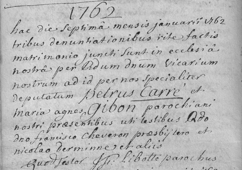 Document numérisé de mariage