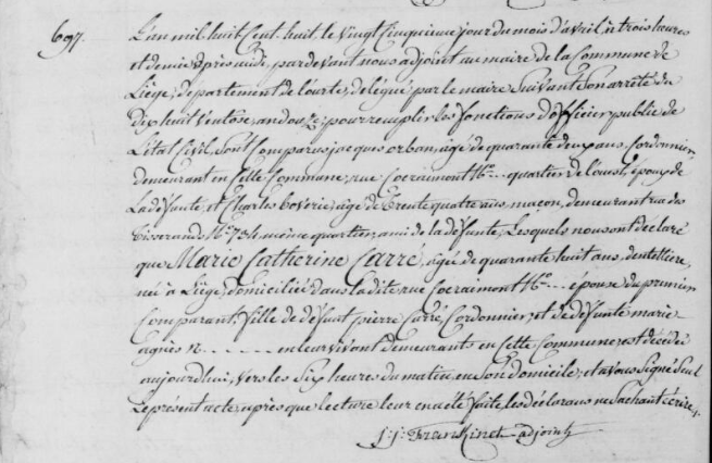 Document de décès de Marie Catherine CARE