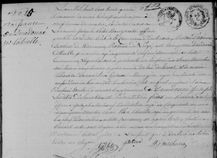 Acte de naissance de Dieudonné CATOUL