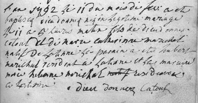 Acte de naissance de Dieudonné CATOUL