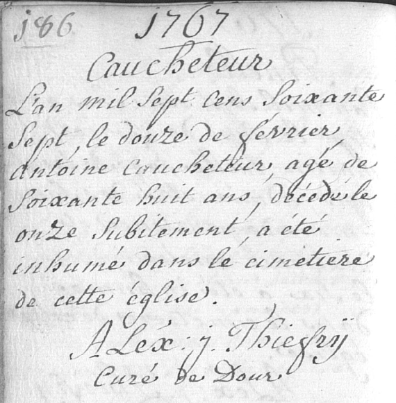 Document de décès de Antoine CAUCHETEUR