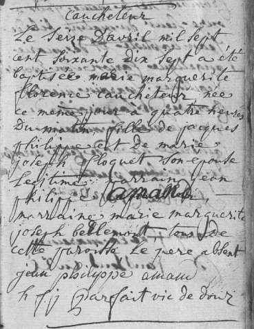 Acte de naissance de Florence CAUCHETEUR