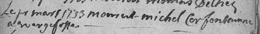 Document de décès de Michel Jean Lambert CERFONTAINE