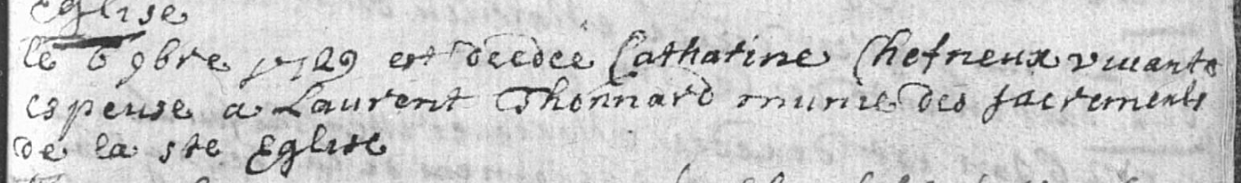 Document de décès de Catherine CHEFNEUX