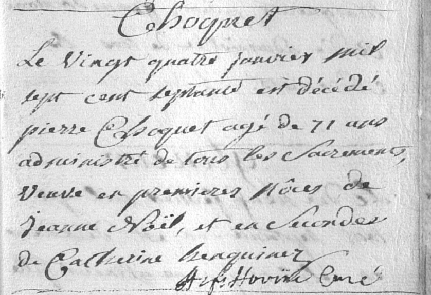 Document de décès de Pierre CHOQUET