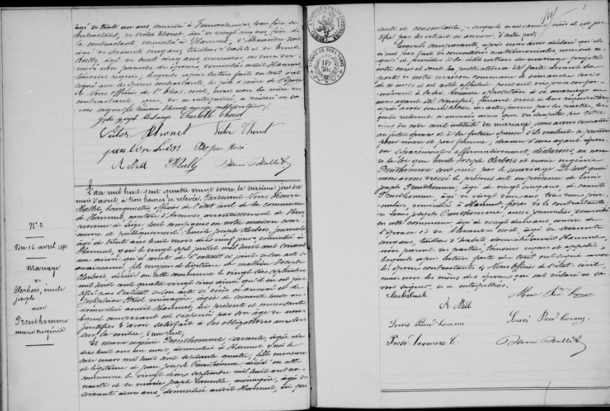 Document numérisé de mariage