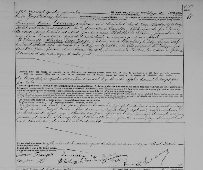 Document numérisé de mariage