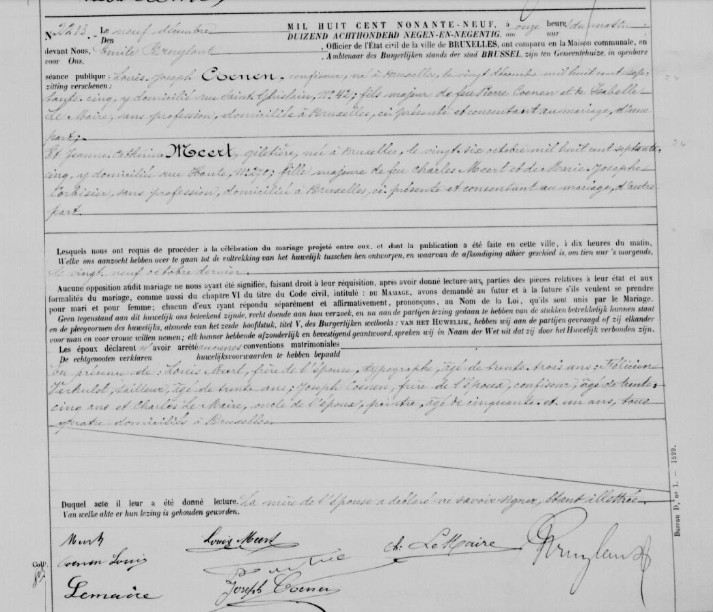 Document numérisé de mariage