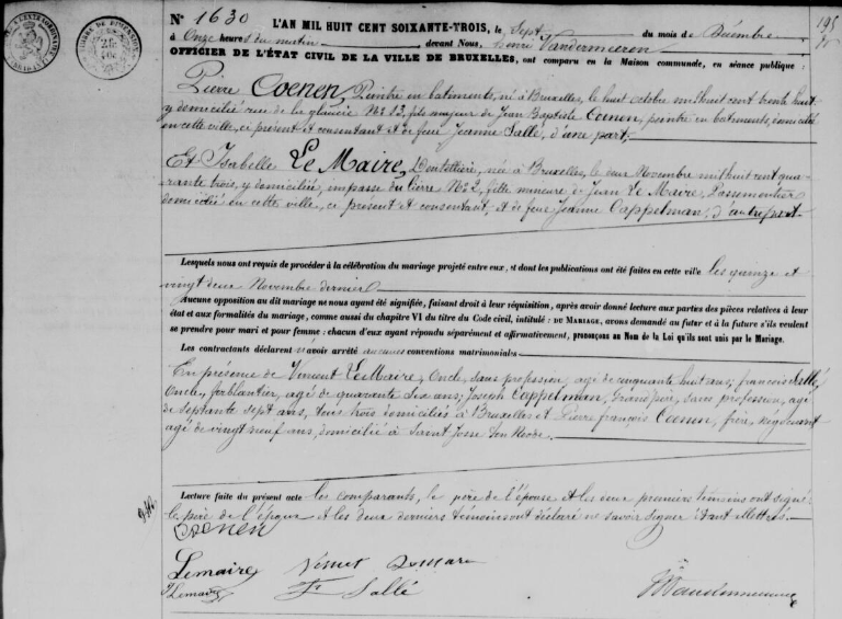 Document numérisé de mariage