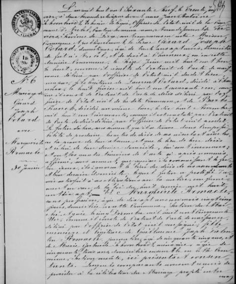 Document numérisé de mariage