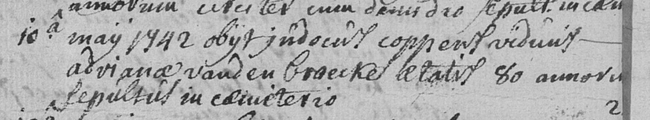 Document de décès de Jacobus COPPENS