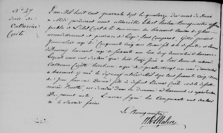 Acte de naissance de Marie Catherine CUITTE