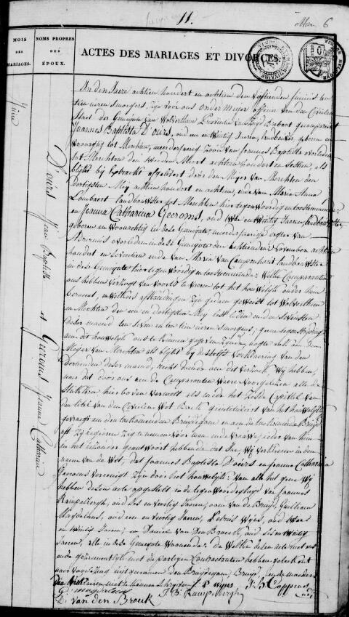 Document numérisé de mariage