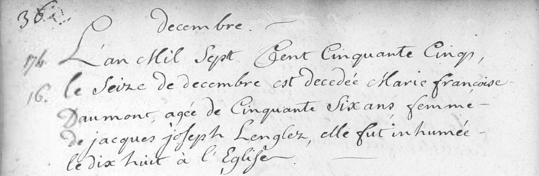 Document de décès de Marie Françoise DAUMONT