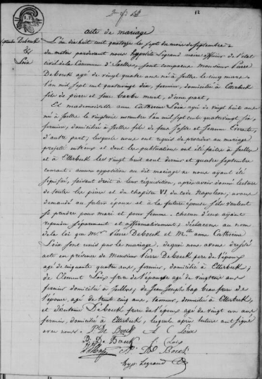 Document numérisé de mariage