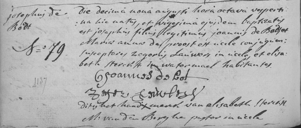 Acte de naissance de Joseph DE BODT